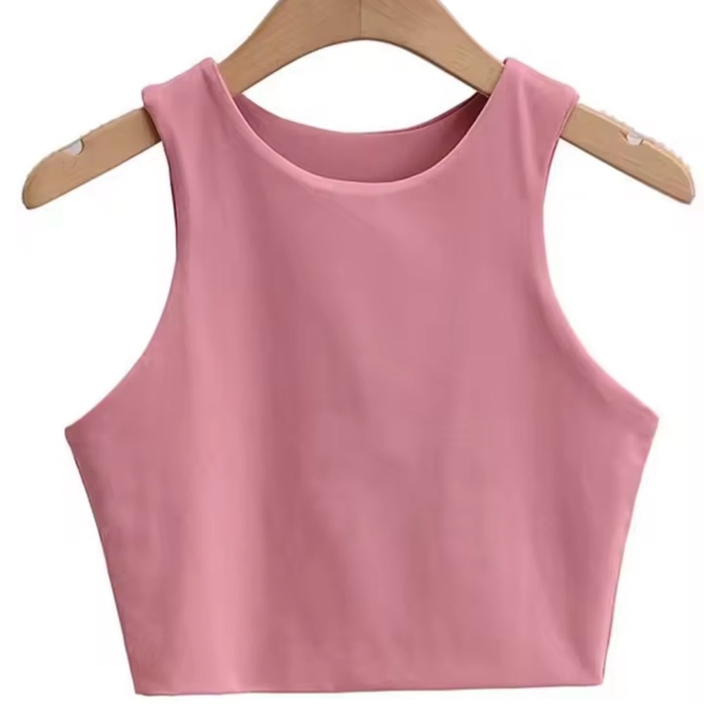 Pink Sleeveless Crop Top